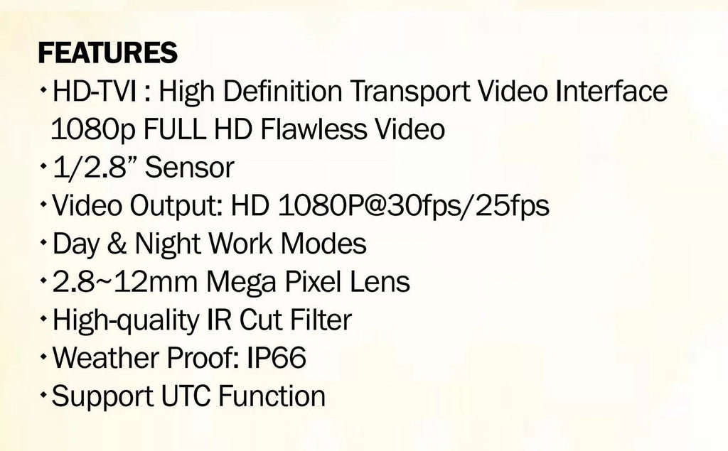 12V 2.8-12mm, Eyemax TIR-0712V-B LED Camera, 72 HD-TVI 2MP exterior Bullet DC IR