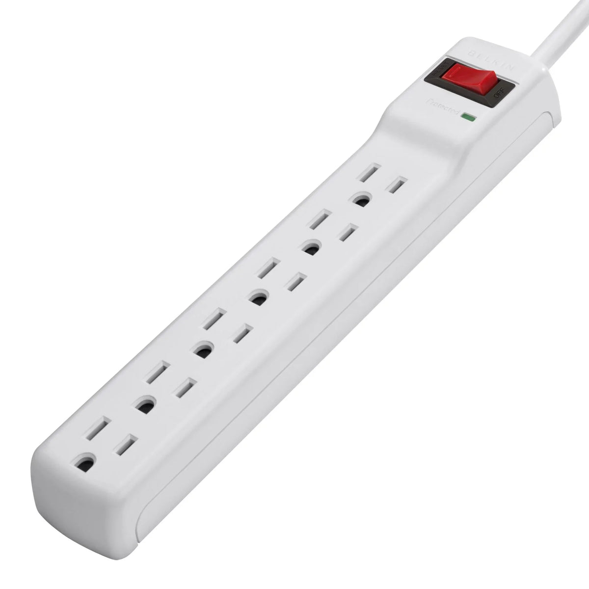 6 - - Extension AC Office, 2 Surge Outlets, 200 Home, Travel, Multiple Charging Heavy Duty White Protector Belkin for Phone Cord ft Long Pack) Brick Joules, Strip Metal Power Computer (2 Desktop &