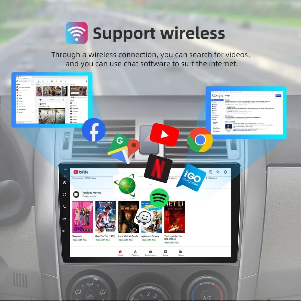 GPS 9 Link For Inch Android CarPlay Car Radio, Roinvou Stereo WiFi with Car Screen Mirror Sienna 2011-2014 Bluetooth Touch Radio 2+32G Support Android Auto Wireless