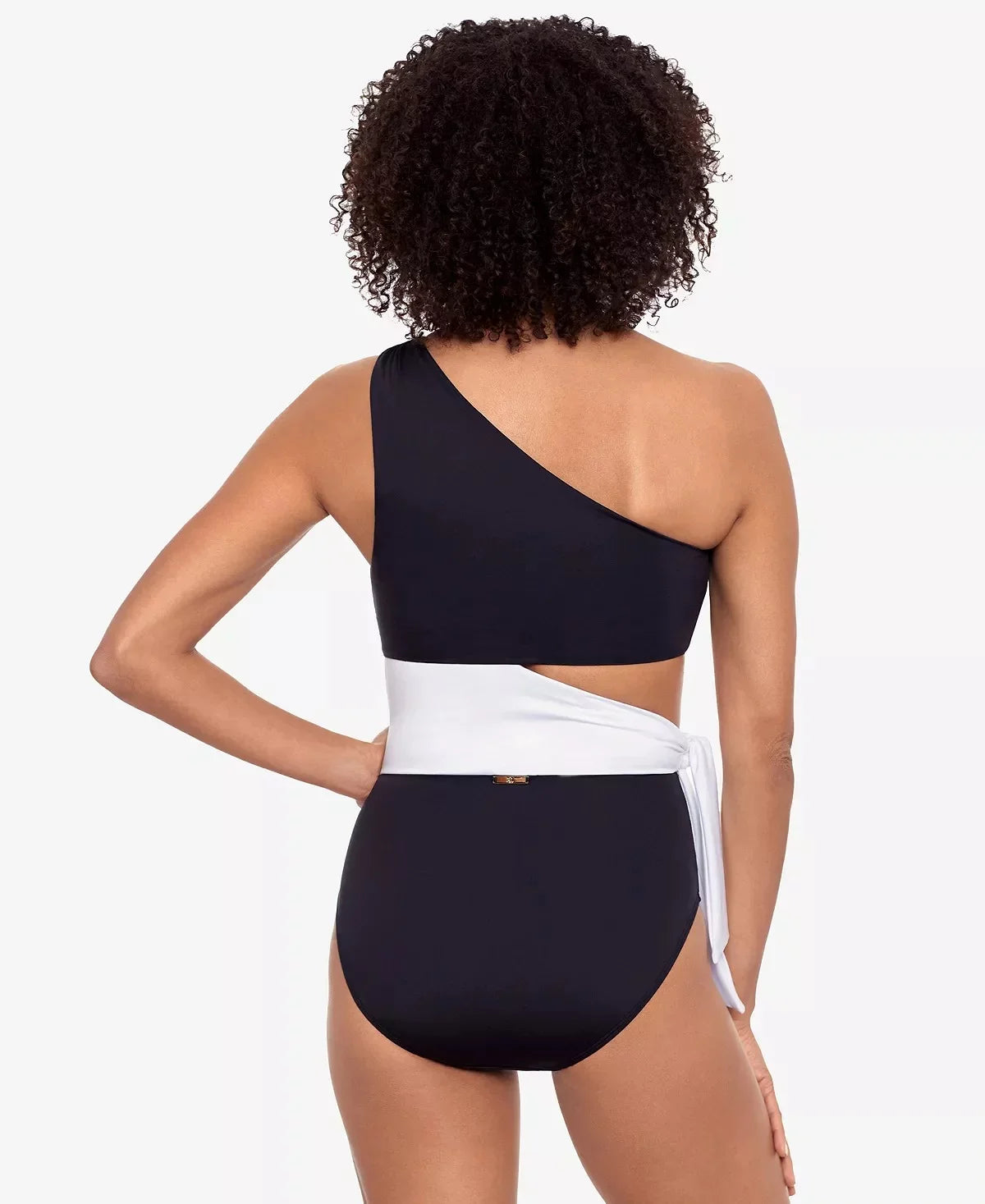 Lauren BLACK Cutout Ralph One-Piece Swimsuit, One-Shoulder 14 US