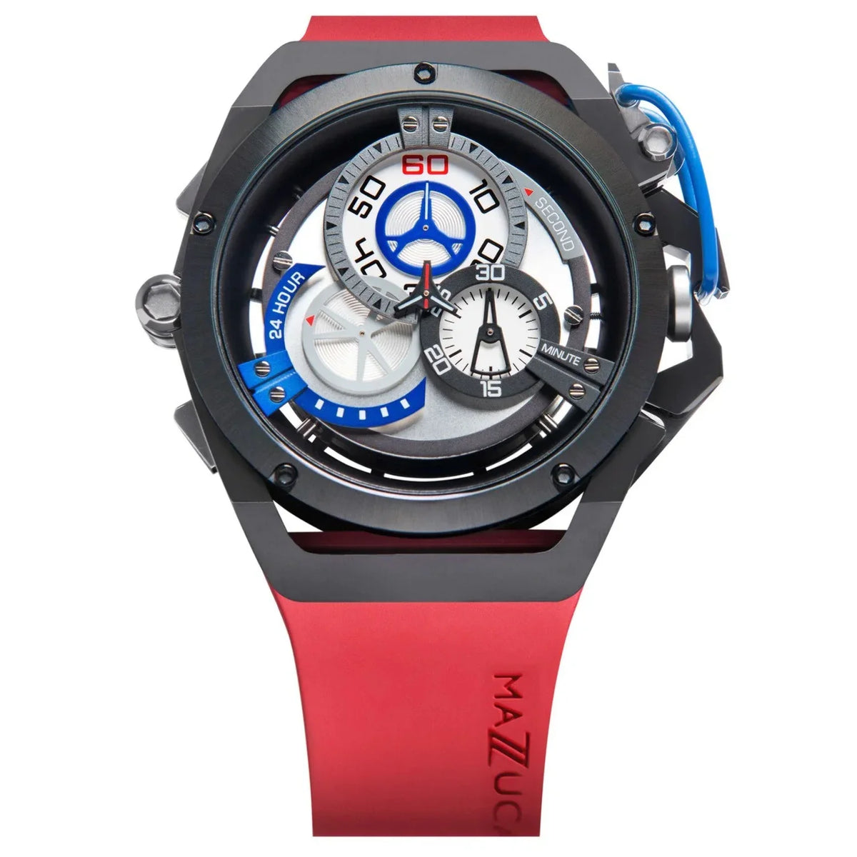 Black Watch Rim Reversible Automatic Twin Men Chronograph for - Adult White Sport Mazzucato Dial