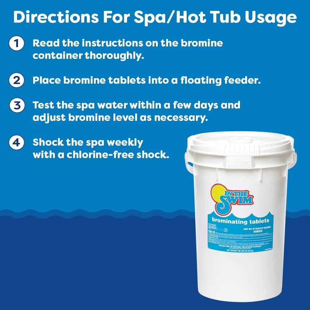 '- Bromine Chlorine 61% In Sanitizer Swim or for Tubs, Odor, Inch Available Low Bromine Spas, Pools The Hot 1 Tablet - 8 Pounds - Swimming Pre-Stabilized, Alternative U038008032AE