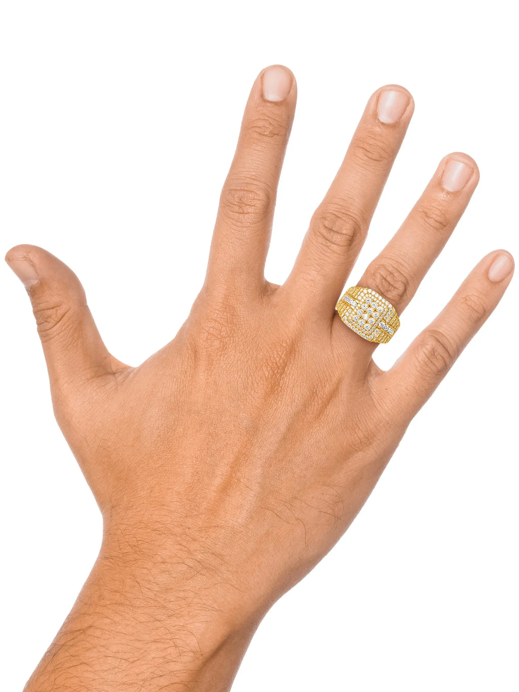 Diamond dimension Silver Men's Shaquille Sterling 10 Yellow Simulated Gold Ring, O'Neal Plated