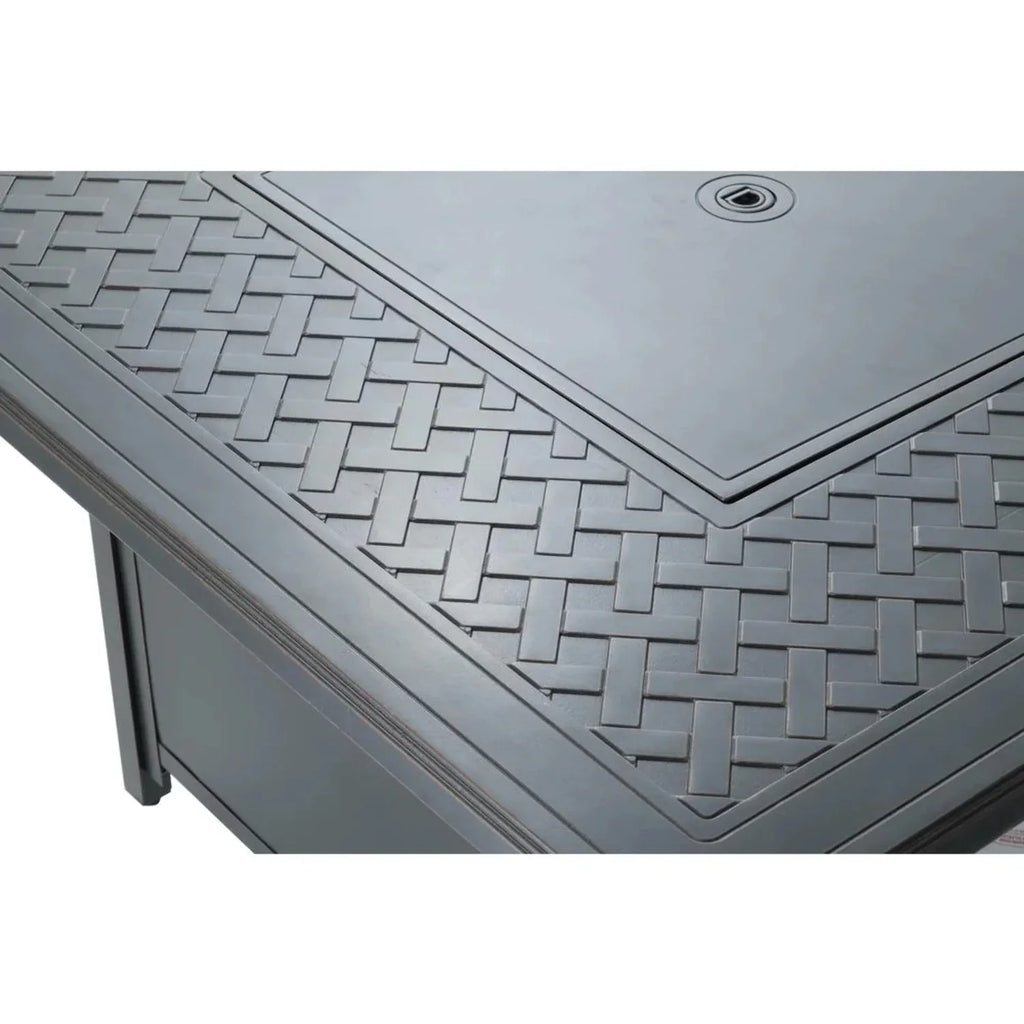 Gray Topaz Aluminum Fire Heron Alfresco Chat Home Gas Table in 42" Square Pit