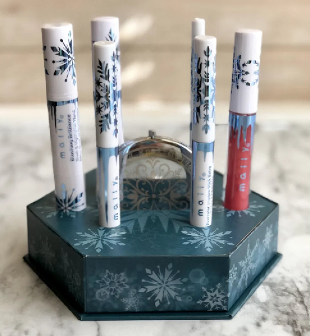 Gloss, Mascara, Frozen Holiday Elsa 7-piece Mally Liner, Collection, Mirror Lip Compact Beauty Blush, Shadow Highlighter, Sticks, and Engraved Contains