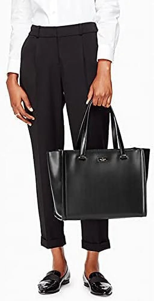 York Spade Vita New Court Black Leather Handbag, Kate Regatta