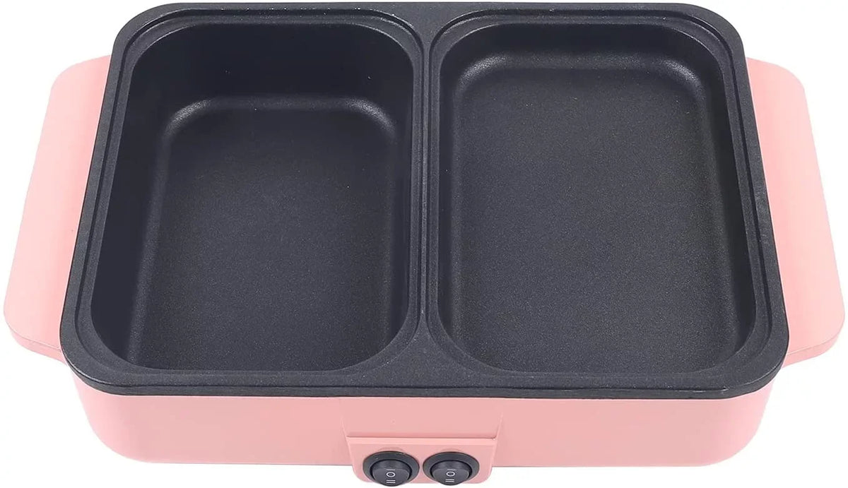 Steel Non-Stick Pot in Electric Barbecue (Pink) Pan, Hotpot Hot 1 Barbecue 2 MONIPA Stainless Portable Pan Grill