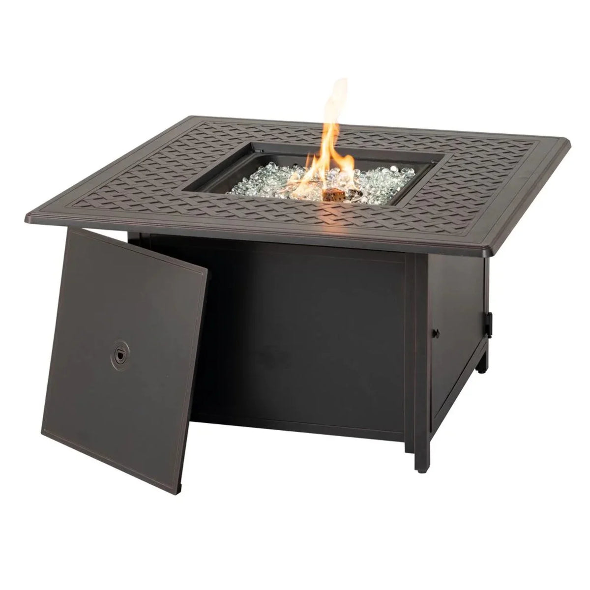 Gray Topaz Aluminum Fire Heron Alfresco Chat Home Gas Table in 42" Square Pit
