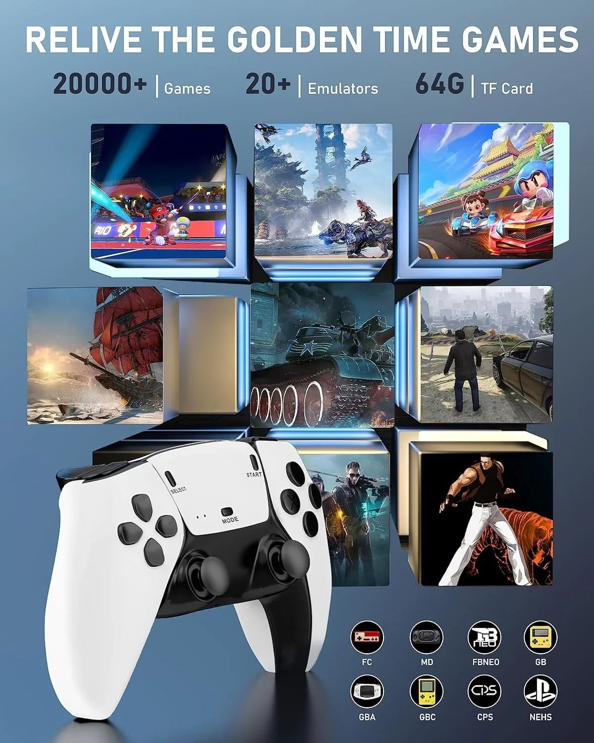 dual classic HDMI HD console PS1 joystick games. New controller, and controller, wireless 20,000 relive 4K 4K double more TV controller console than HDMI TV output play games,