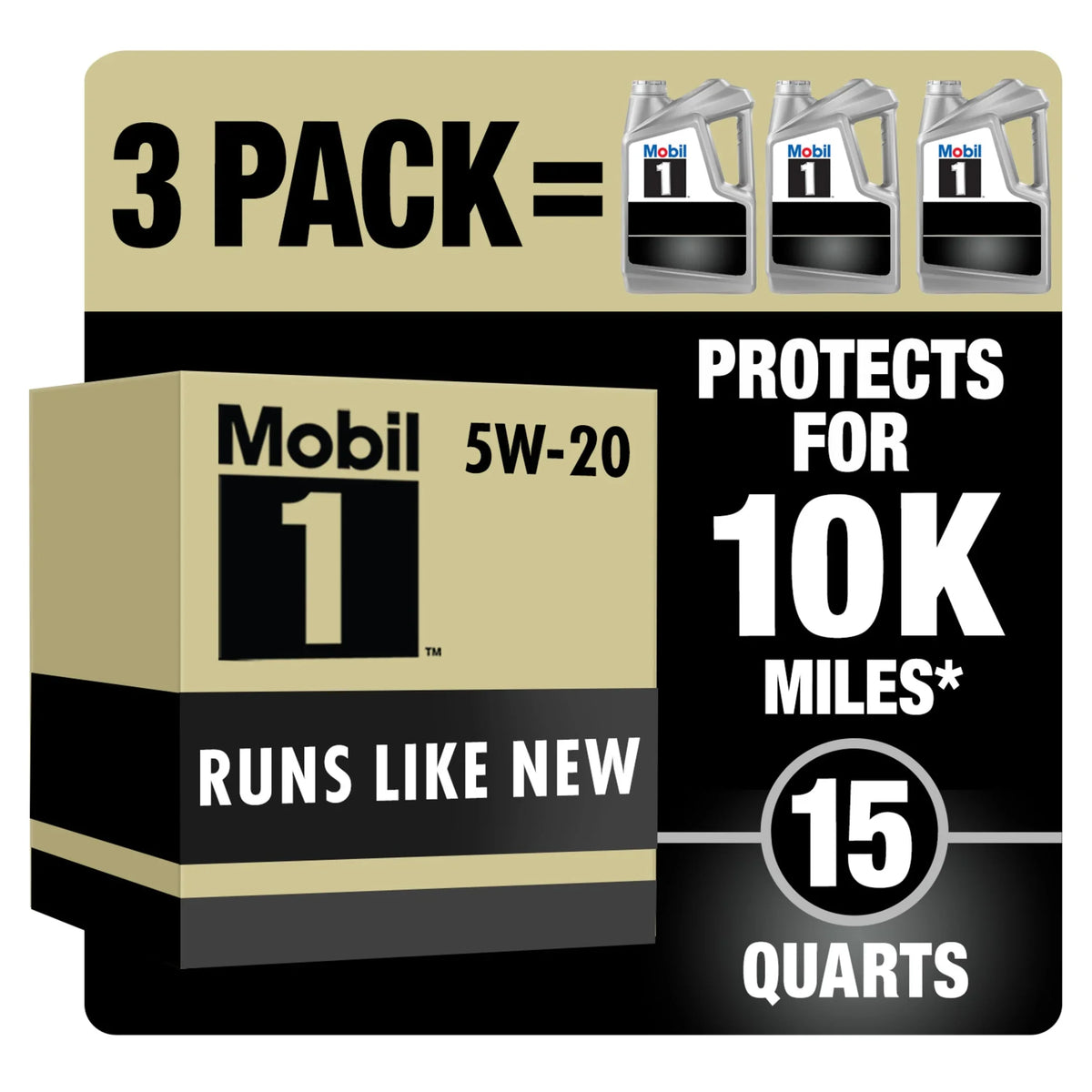 Oil of Quart (Pack Advanced Motor Full 5 5W-20, 1 Synthetic 3) Mobil