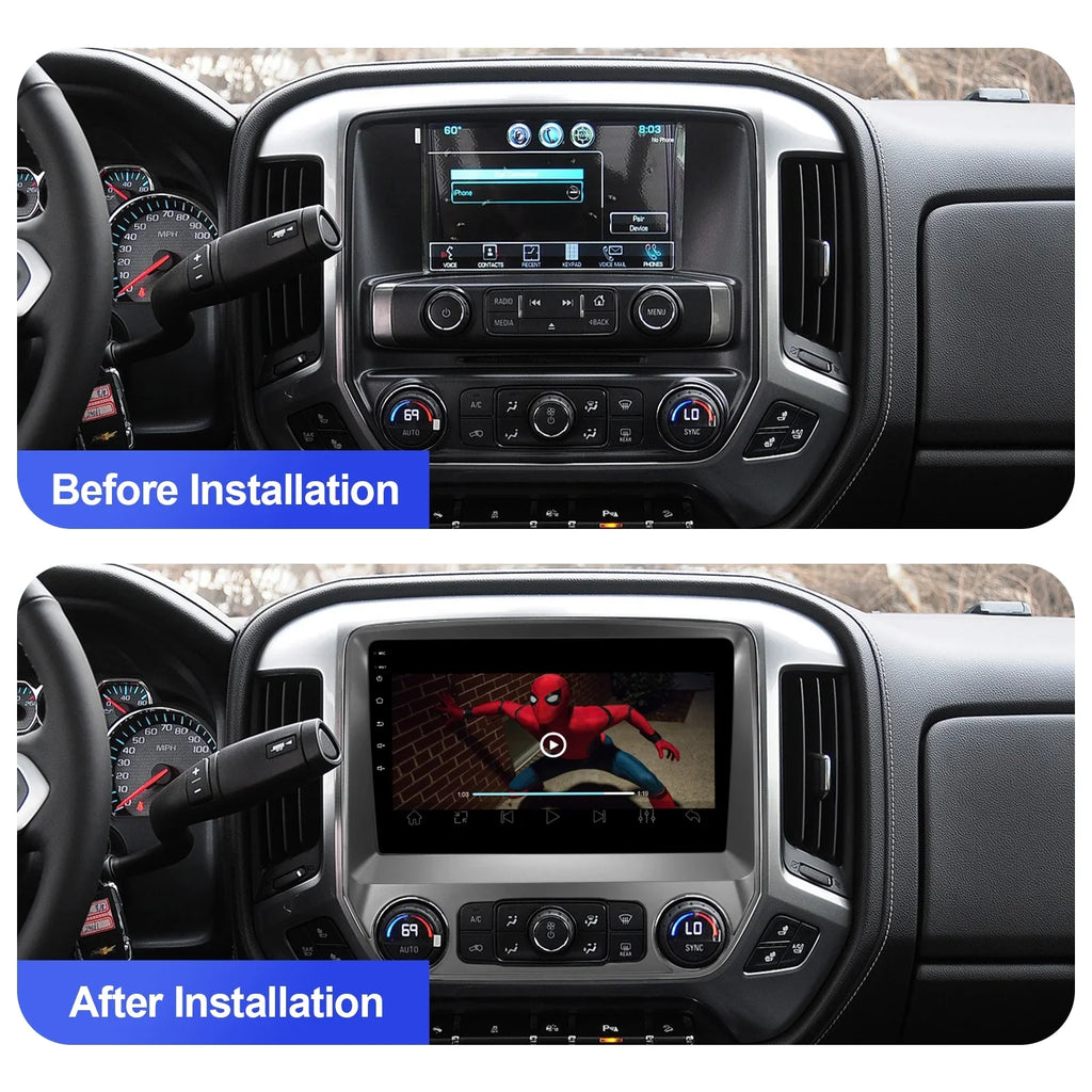 Touchscreen 10.1 Stereo Sierra with for Camera Inch Android 2+32G Auto/GPS/Bluetooth/FM/Backup Chevrolet 10 Built-in Double Din Radio Carplay/Android Silverado/GMC Car Wireless 2014-2018