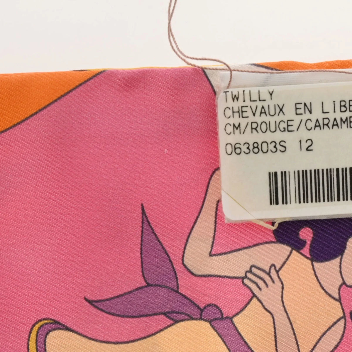 Silk Volants Muffler - (Like Scarf New) Orange/Rose/Mauve HERMES 100% Pre-Owned Women's Twilly Carres