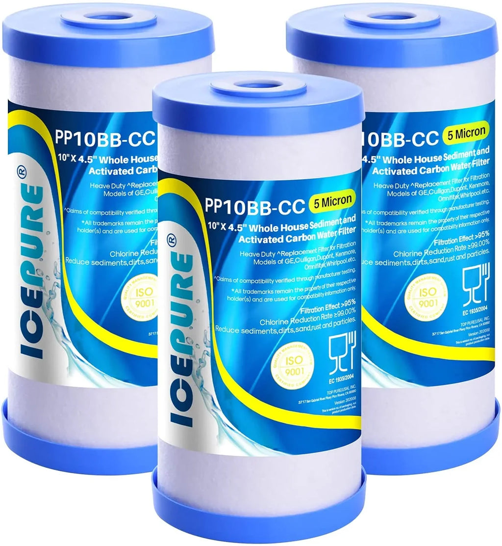 GE RFC-BBSA, 4.5" WFHD13001, Filter R50-BB, with Dupont Whole FXHTC, x GXWH35F, WHKF-GD25BB, 4WH-HDGR-F01 Compatible GXWH40L, 10" Whirlpool 5 liquid 3PACK W50PEHD, Micron Pentek House GNWH38S,