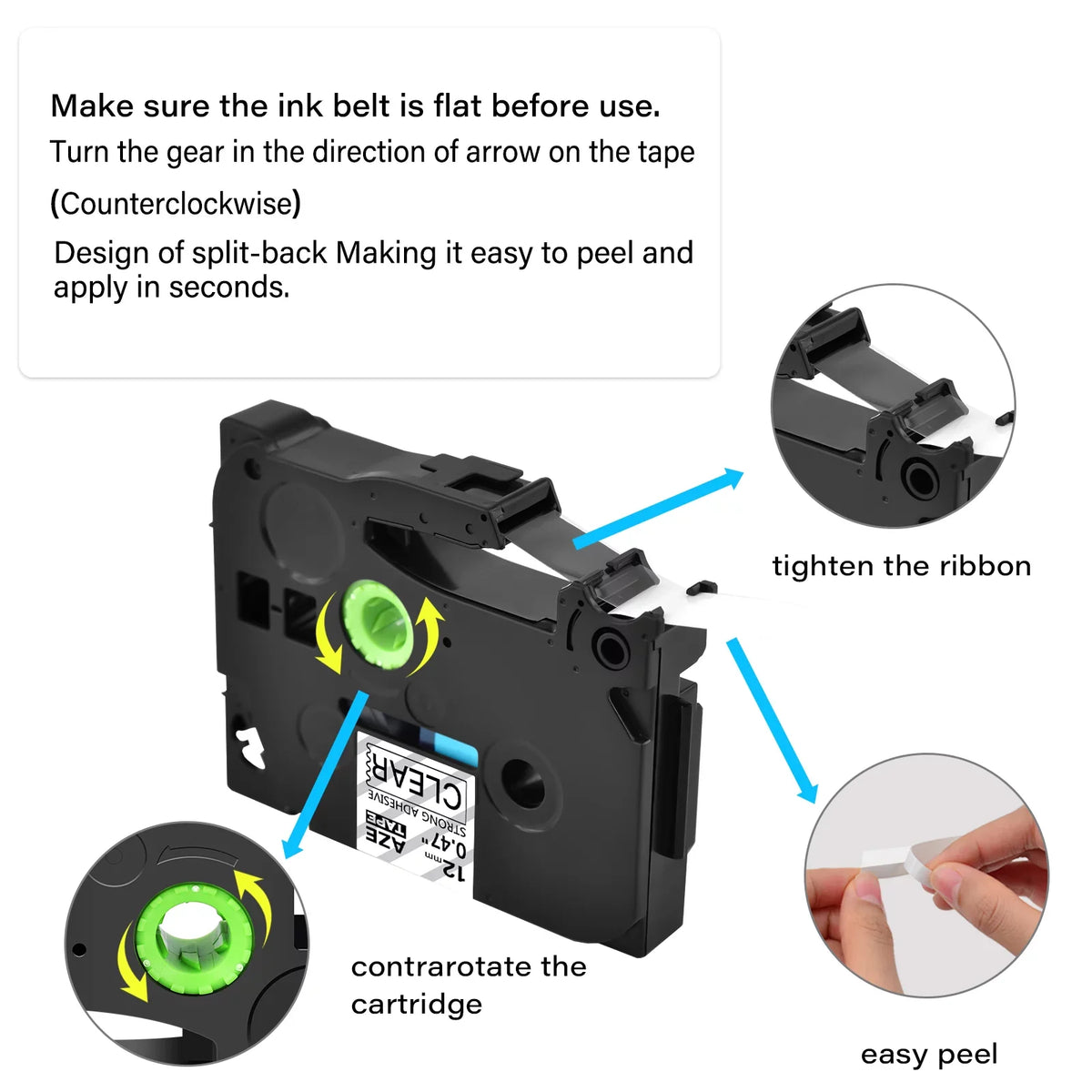 Clear TZ-S131 12mm TZe-131 Brother 100PK Strength TZe TZ-131 TZe-S131 Extra Black P-touch on Compatible TZ GREENCYCLE Tape Label Laminated for