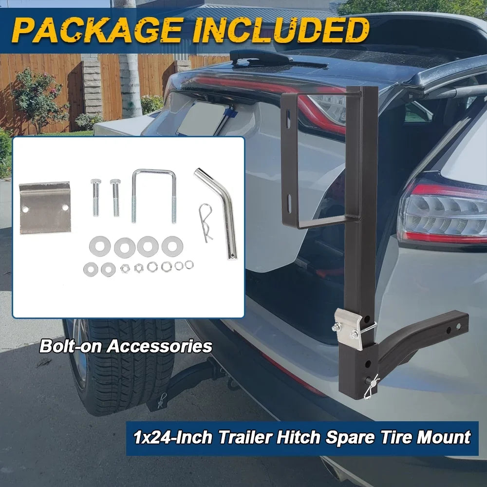 Truck Tire RV Spare Tire 24" All Fits Car KOJEM High Tire Spare Carrier Hitch Hitch Mount Universal Trailer 2" Receivers Rack