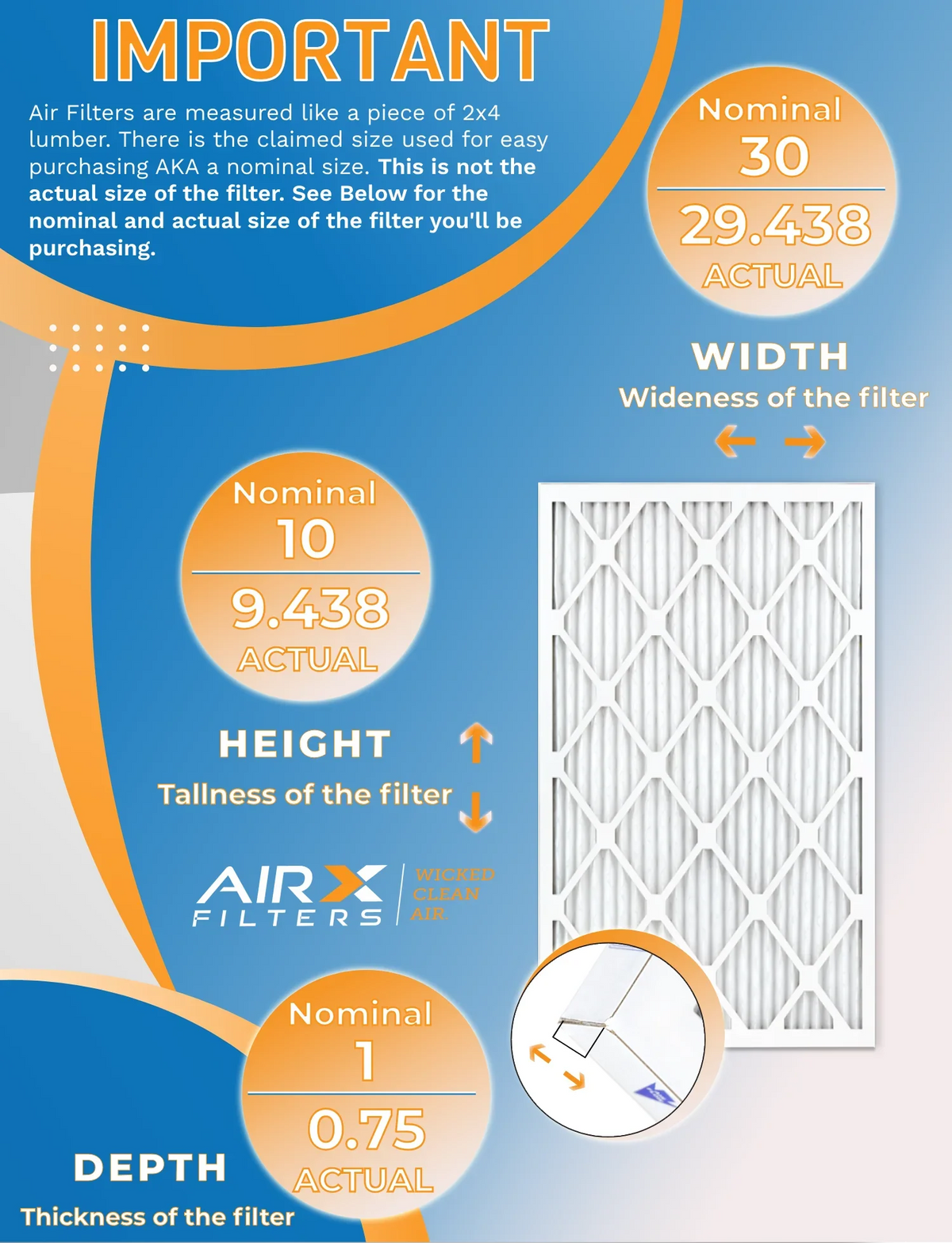 Filter Rating, MPR CLEAN Furnace 7 to 11 FPR MERV & 1000, Made 10x30x1 MPR FILTERS by - Comparable of 1200 Pack in 12 AIR. Filters USA Air AIRX WICKED