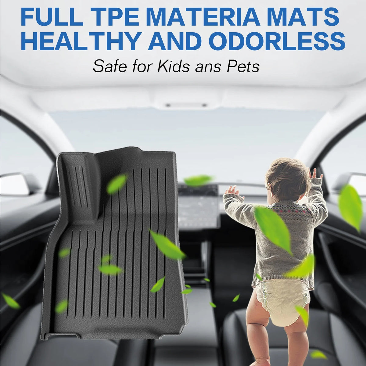 Mats Set 5-Seater, Front Rear 2021-2023 Anti-Slip Floor for All Set Waterproof for 2024, Accessories, of climate Trunk Mats Tesla & Fit 6 Custom Y Tesla WEIZE Mats TPE Liners Cargo Model