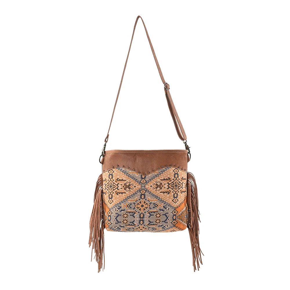 Leather purse KB209 Genuine KB women OHLAY Cross Body handbag western Canvas Upcycled bag