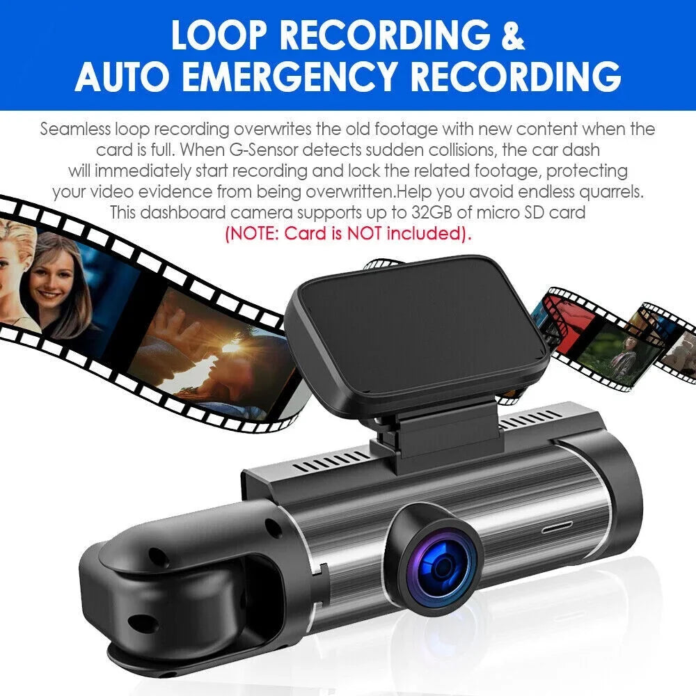 Dual Cam Onemayship Dash Dvr Inside Camera Lens Hd 3.16In Front 1080P Recorder Car Night