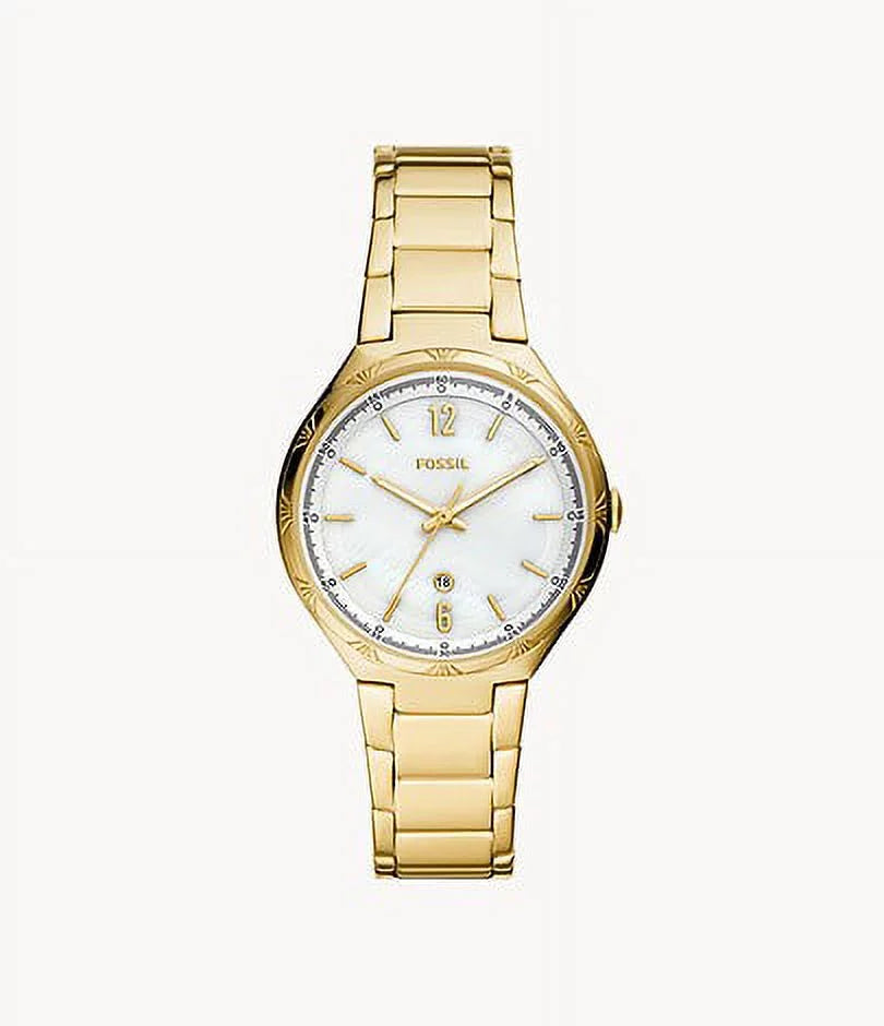 Ashtyn Date Steel Gold-Tone BQ3740 Watch Stainless Fossil Three-Hand