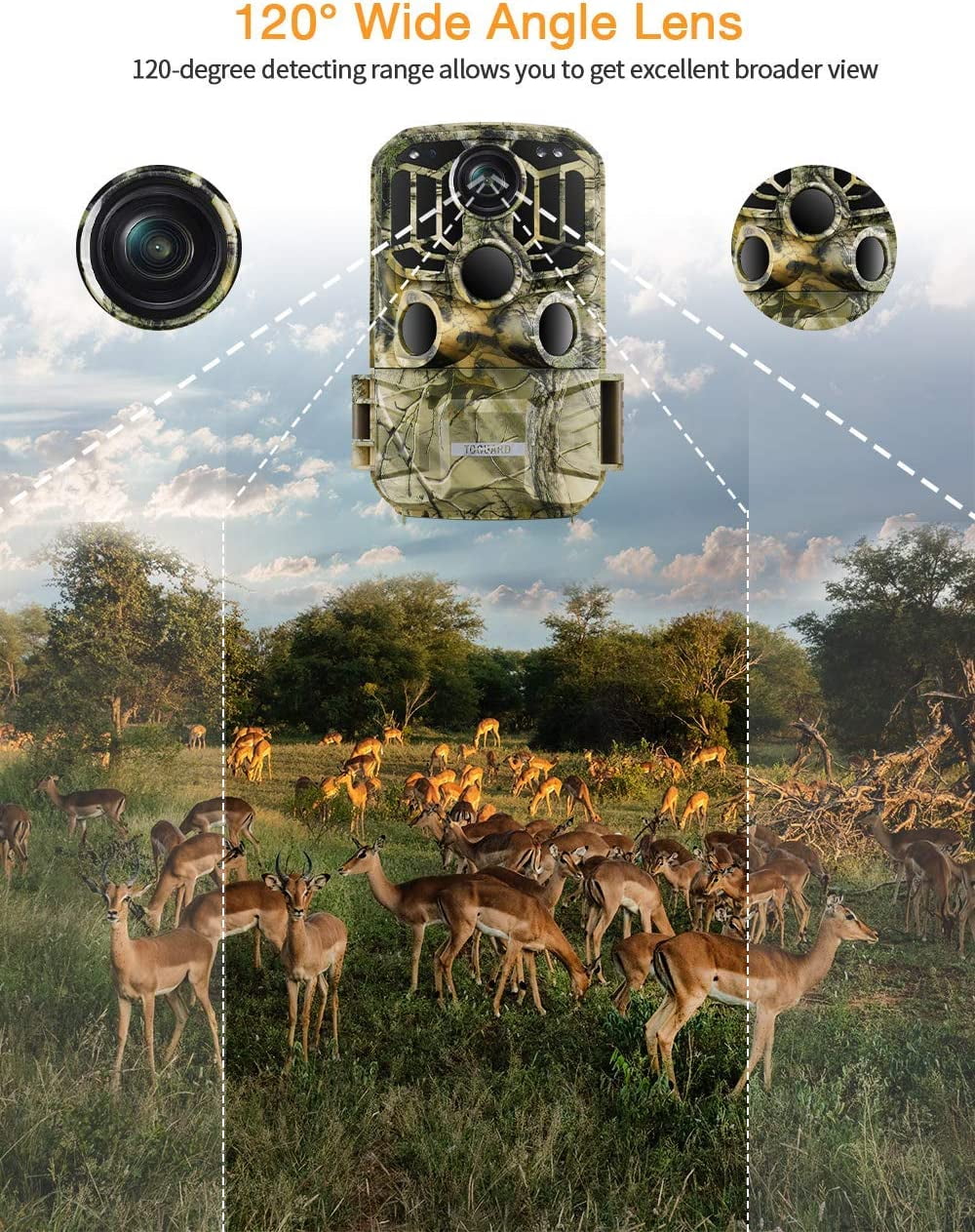 Vision Camera H80 with 20MP Bluetooth CAMPARK Waterproof Game WiFi Trail Hunting 1296P Camera Nigth