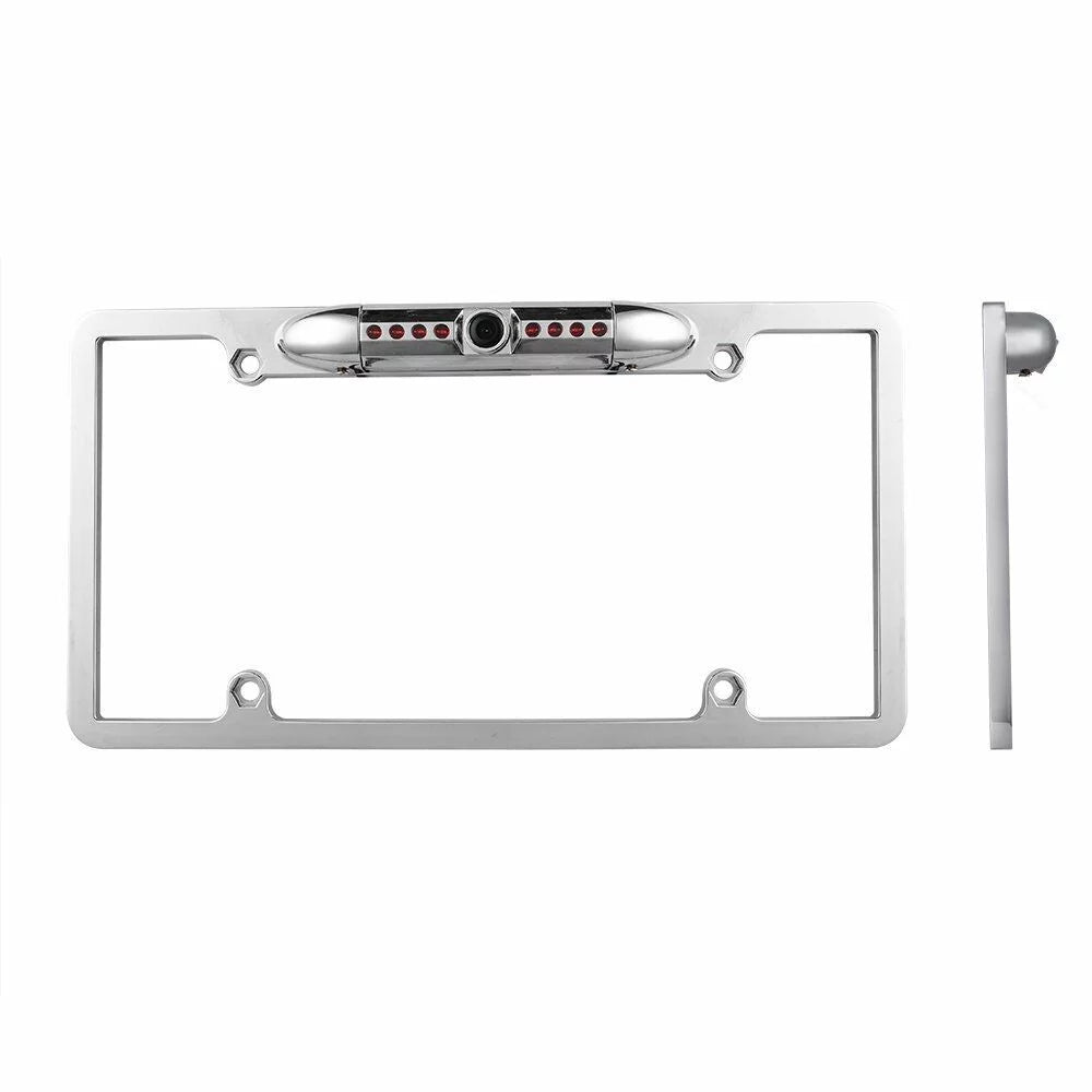 License View Camera Plate Security Vehicle Waterproof Absolute 8 Camera Bright Night Chrome Assist Front Camera with LEDs Frame Vision Universal Angle Front 170° Car Viewing CAM2100S