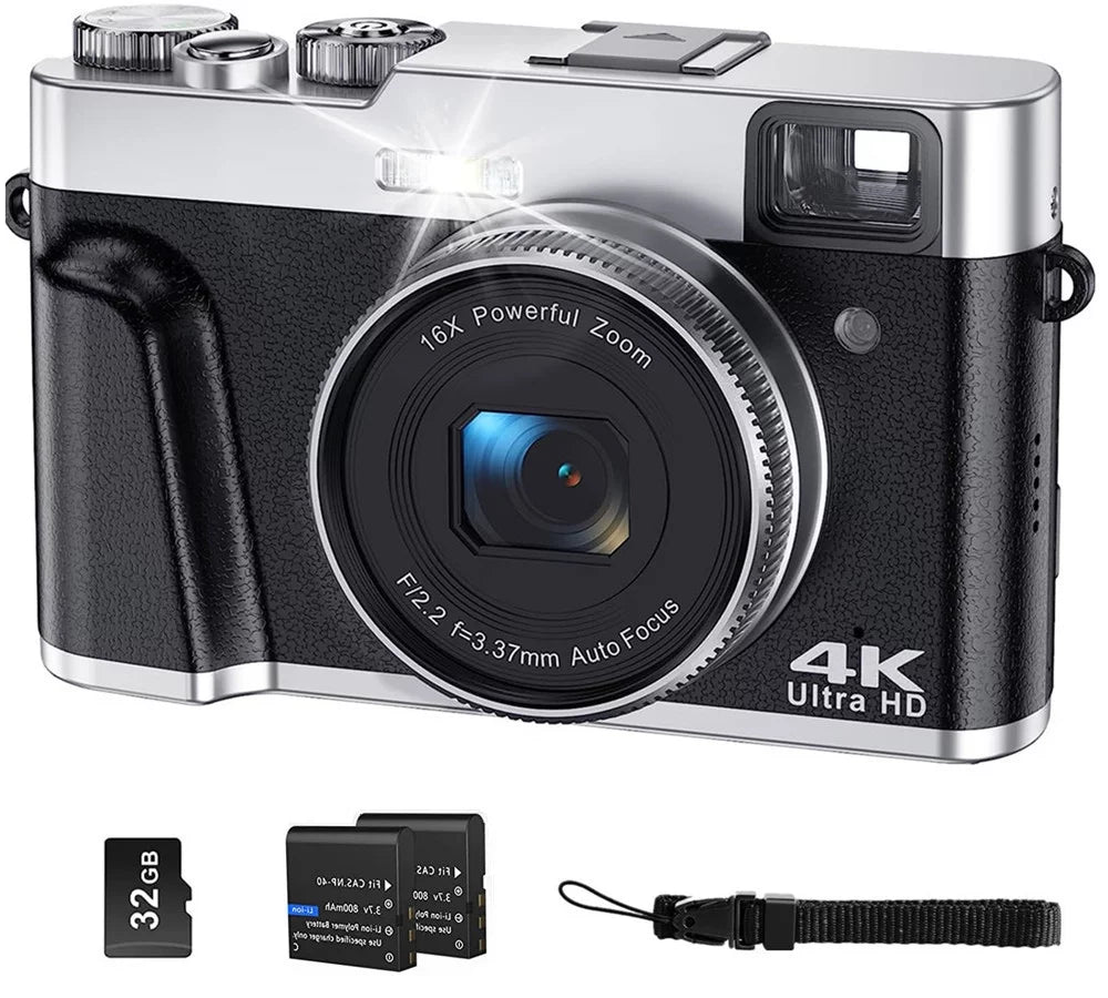 32GB Vlogging for Camera Camera YouTube Video 4K Camera Autofocus SD Photography 4K Digital Card Digital 16X Zoom with for 48MP