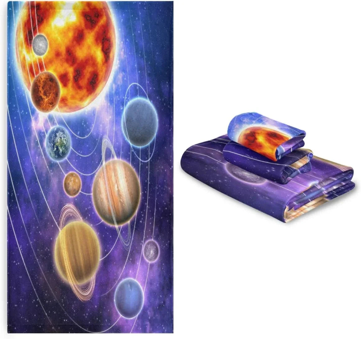 Absorbent, Washcloths Towels, Solar System and 1 3 Set, & Piece Towels Planets 1 cloth Hand Bath Coolnut 1 Wash Quick-Drying Towels