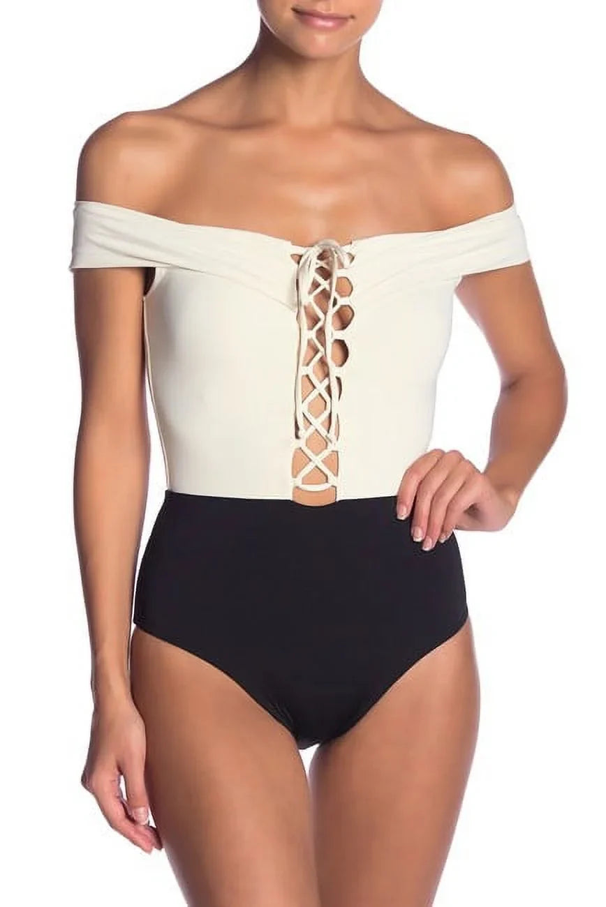 Swimsuit, L*Space Piece CREAM/BLACK/CAMEL Anja US Off-the-Shoulder One 12