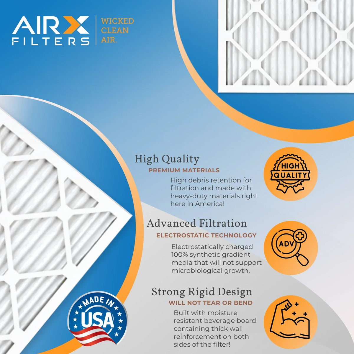 2200 to 1500 Conditioner Air CLEAN Filters Filter 9 AIR. FILTERS 13 20x24x2 20x24x2 Pleated HVAC & WICKED AIRX FPR MPR Filter Comparable Pack AC Air USA MERV Furnace Made by Electrostatic 6 Premium -