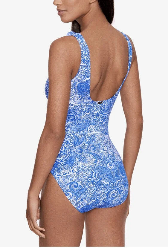 Swimsuit One-Piece Ralph Printed Ruffled Tummy-Control Lauren
