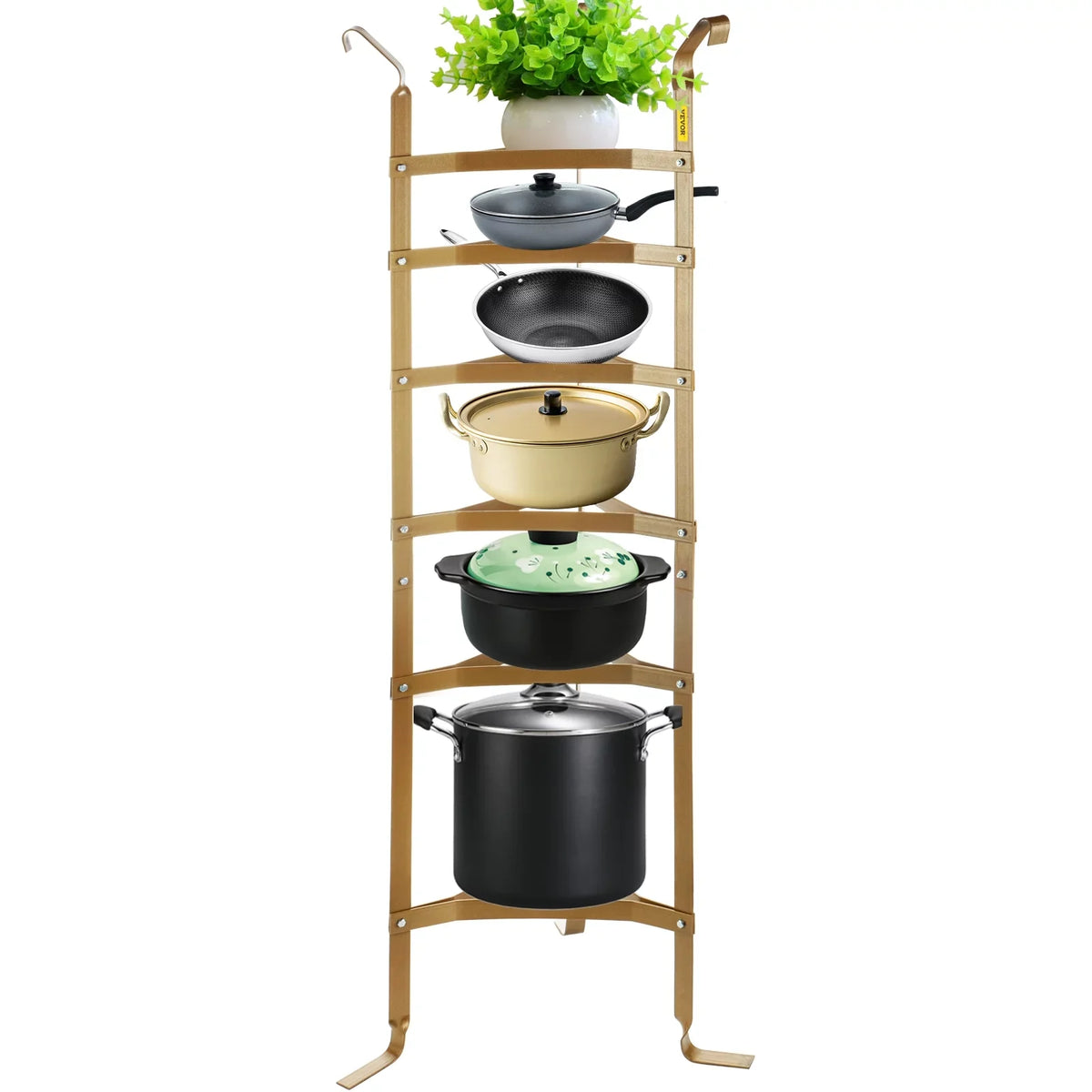 Unassembled Kitchen Copper Stand, Kettles Steel Tower, Rack Pot Rack, Corner Cookware SKYSHALO Storage Pots, Shelf, Cookware Cookware Storage Carbon Pans, 6-Tier Multi-Layer for Baskets Shelf 61-inch