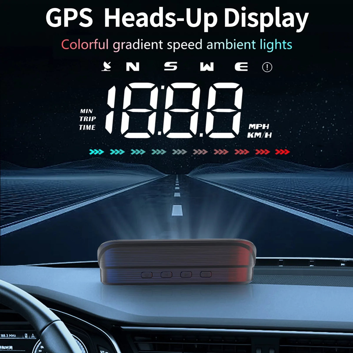 Pinnaco Speedometer Overspeed Heads-Up Car Alarm Speedometer Digital GPS with for Display