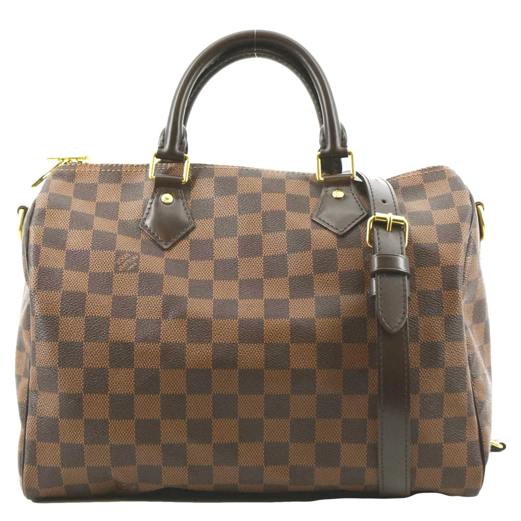 Damier Bag Ebene Speedy Shoulder 30 Bandouliere Brown Pre-owned