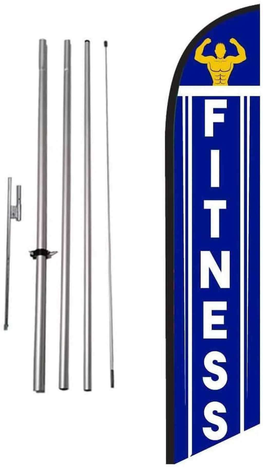 Feather Swooper Gym Flag Fitness Sign Pole with Ground and Banner Flag Center Kit Advertising Stake