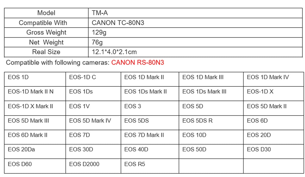Mark II EOS 6D Intervalometer Cord 1D 5DS R5 X 1Ds Shutter TM-A Mark II EOS R IV Remote Timer 1D 7D II III 1D 50D III C III 5D II X for II N II Mark Mark II 1D Canon Mark 5DS 7D 1D IV 6D JJC Mark