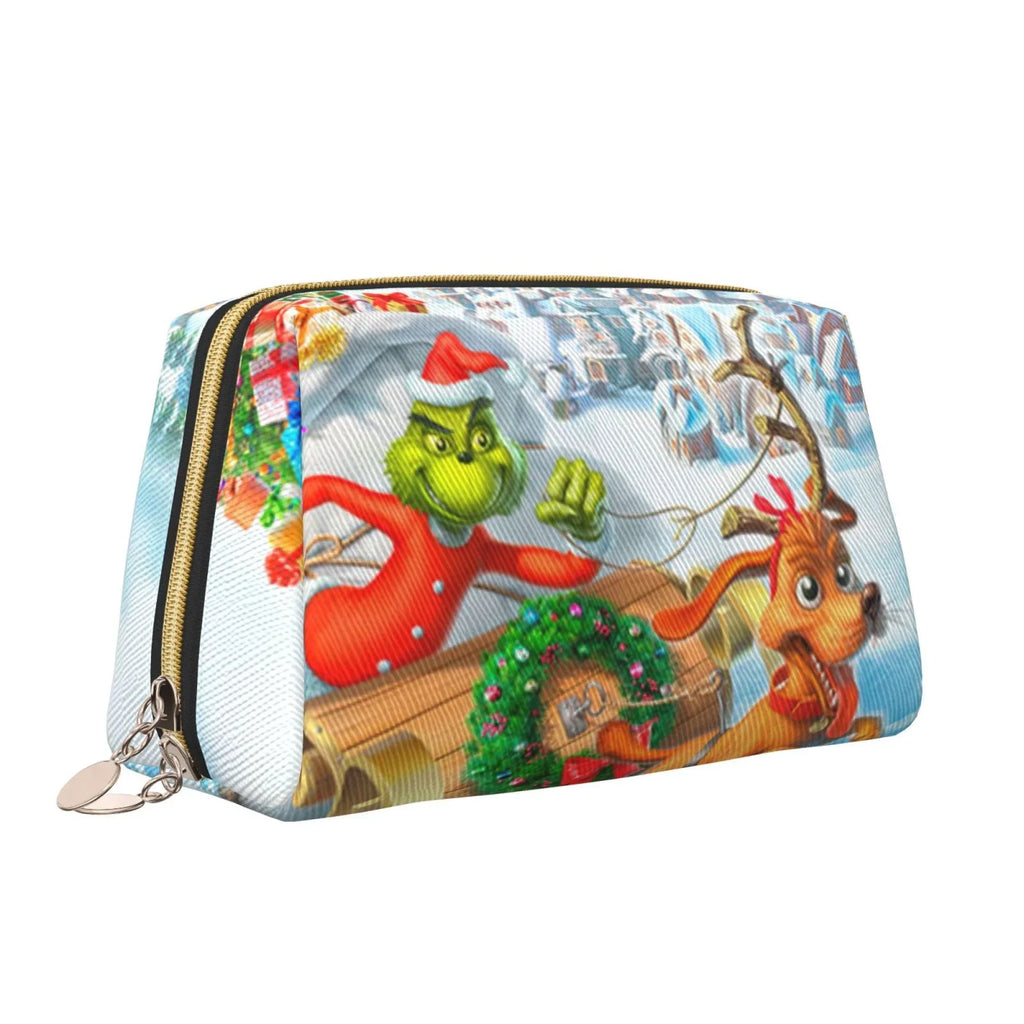 Toiletry Bag Cosmetic Bag Adventures Storage Christmas Grinch Pouch Portable The Organizer Makeup Leather Gift Travel Purse