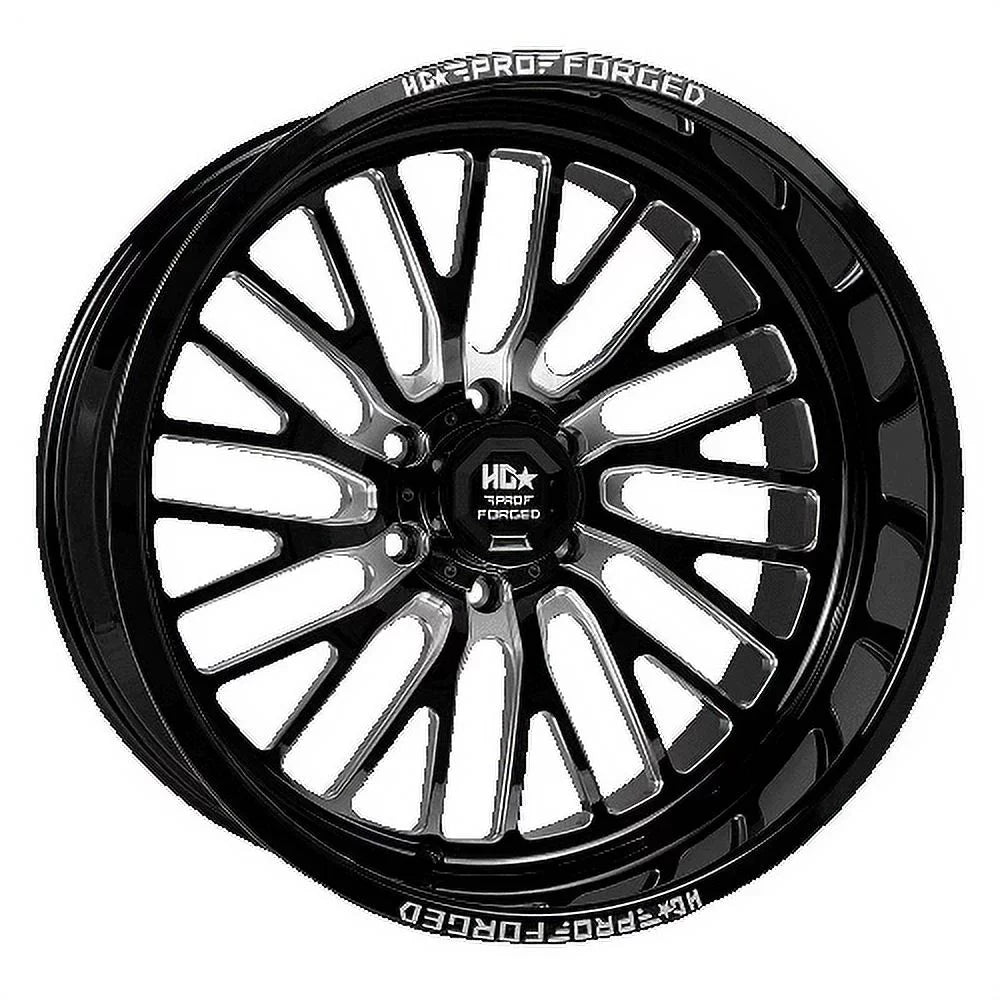 PRO -76ET HD Milled Black 24X14 Wheel 122.1CB SENTRY Gloss 7 FORGED 6X139.7 LUXXX LHD