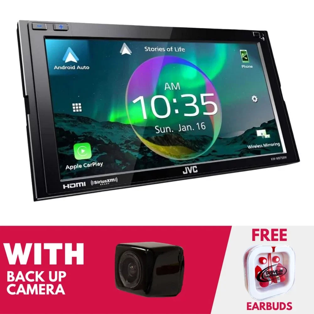 Digital Multimedia New CarPlay 6.8" KW-M875BW Camera Backup JVC w/ & Receiver