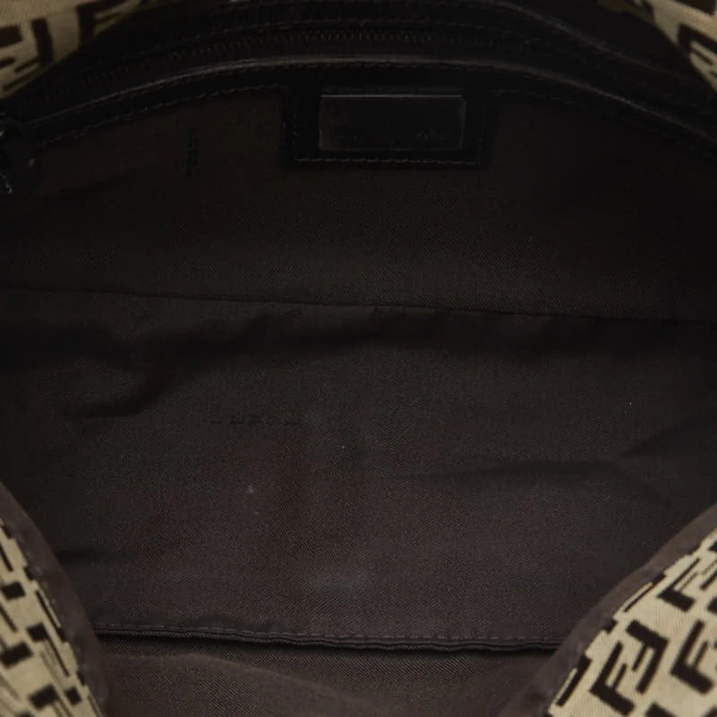Bucket Brown Women's Bag 8BR003 Pre-Owned Canvas Zucchino Shoulder Mamma (Fair) FENDI Leather