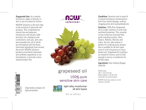Silky Moisturizer Care for Oz Skin Grapeseed Fl Sensitive Light of 1) All for Types, Oil, 16 (Pack Solutions, 16-Ounce NOW Skin, Skin