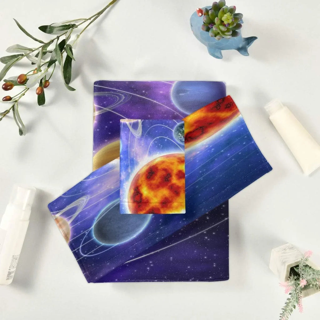 Absorbent, Washcloths Towels, Solar System and 1 3 Set, & Piece Towels Planets 1 cloth Hand Bath Coolnut 1 Wash Quick-Drying Towels