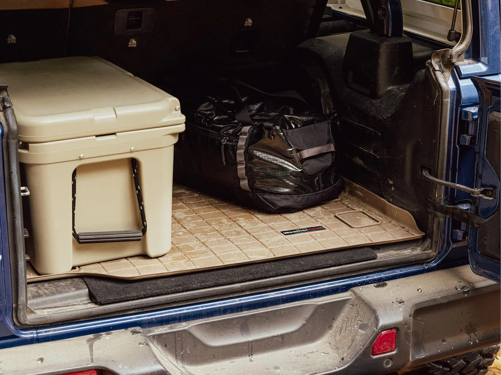 compatible Bumper Wrangler 1st 2-Door With Seating WeatherTech Cargo Bumper - Black 2007-2014 Protector, with Protector Behind Liner Trunk Jeep with Row