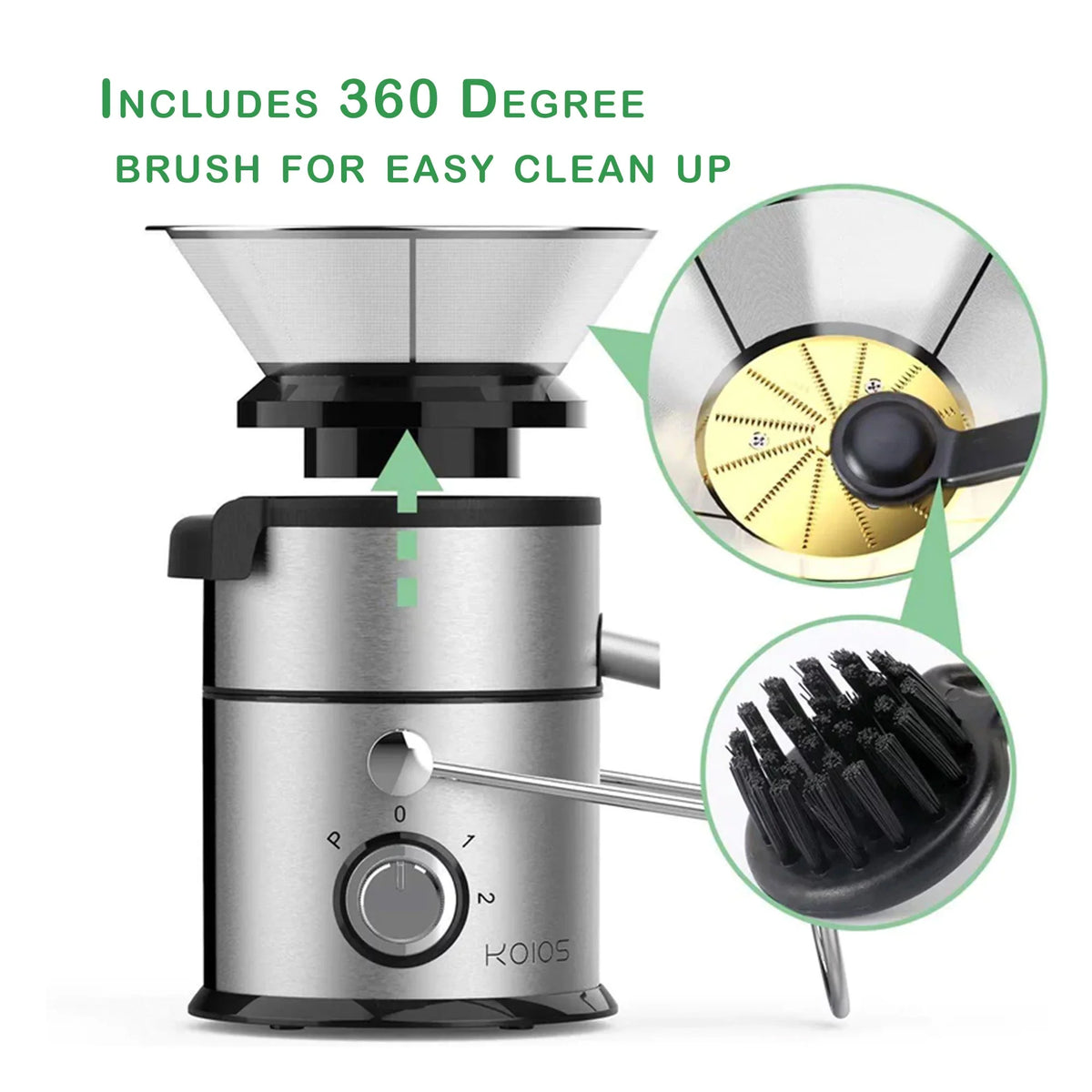 Chute, & Juicer Black Extra Wide w/ Centrifugal Vegetable Fruit Koios Feed